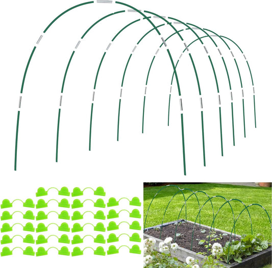 36Pcs Garden Hoops for Raised Beds,6 Sets of 8FT Long Greenhouse Hoops Grow Tunnel, Fiberglass Support Hoops Frame for Fabric Netting,DIY Plant Support Garden Stakes for Row Cover
