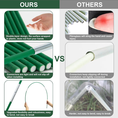 36Pcs Garden Hoops for Raised Beds,6 Sets of 8FT Long Greenhouse Hoops Grow Tunnel, Fiberglass Support Hoops Frame for Fabric Netting,DIY Plant Support Garden Stakes for Row Cover