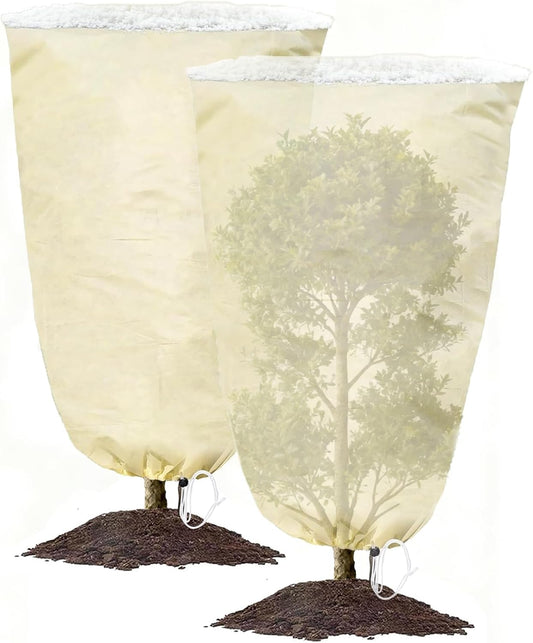 Plant Covers Freeze Protection, 31.5''×47.24'' Winter Cold Weather Frost Blankets Shrub Jacket with Drawstring Reusable Frost Protection Cloth for Outdoor Plants Fruit Tree Potted（1PCS）
