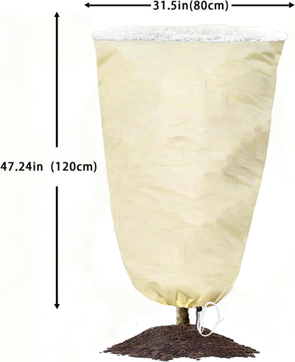 Plant Covers Freeze Protection, 31.5''×47.24'' Winter Cold Weather Frost Blankets Shrub Jacket with Drawstring Reusable Frost Protection Cloth for Outdoor Plants Fruit Tree Potted（1PCS）