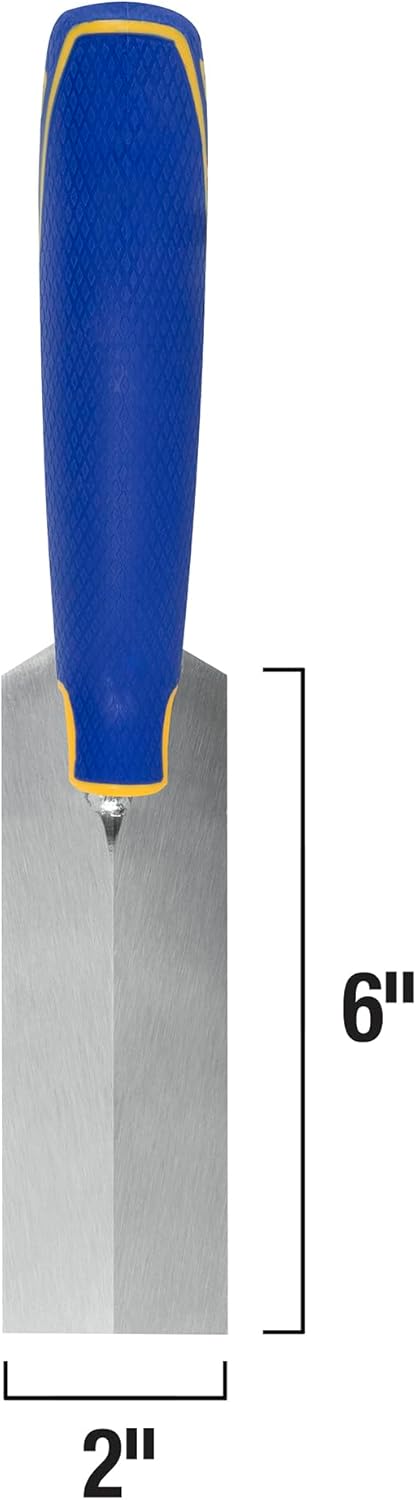 6 in. x 2 in. Comfort Grip Flat Margin Flooring Trowel with Bucket Hook, Silver (42112)