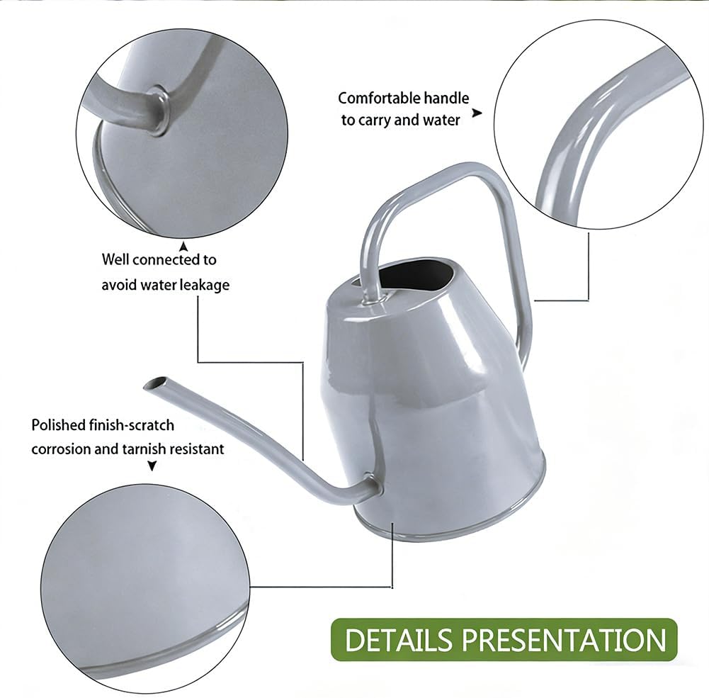 35 oz/1000 ml Metal Indoor Small Watering Can with Long Spout for House Plants Decorative, 12 oz/360 ml Glass Plant Mister Spray Bottle for Bonsai Garden Flowers(Green)