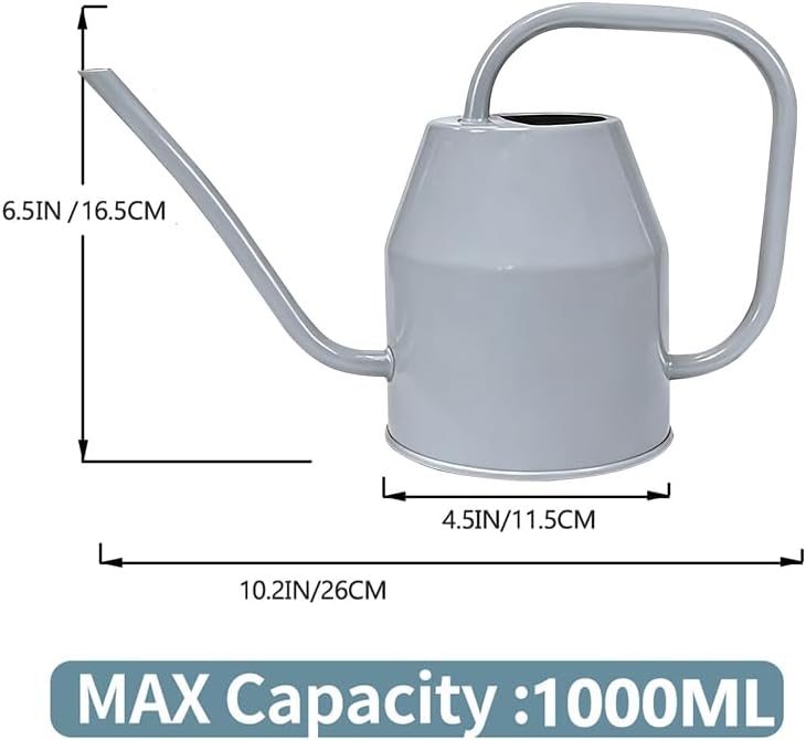 35 oz/1000 ml Metal Indoor Small Watering Can with Long Spout for House Plants Decorative, 12 oz/360 ml Glass Plant Mister Spray Bottle for Bonsai Garden Flowers(Green)