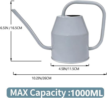 35 oz/1000 ml Metal Indoor Small Watering Can with Long Spout for House Plants Decorative, 12 oz/360 ml Glass Plant Mister Spray Bottle for Bonsai Garden Flowers(Green)