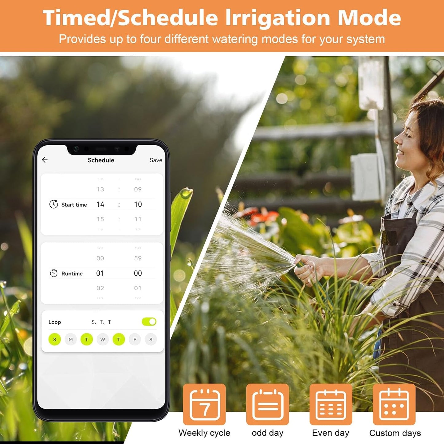 Watering Timer 3 Zone with Brass Inlet, Sprinkler Timer, Programmable Garden Outdoor Hose Faucet Timers with Rain Delay, Auto & Manual Watering System,Water Hose Irrigation Timers 3 Outlet for Garden
