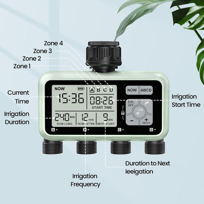 Watering Timer 3 Zone with Brass Inlet, Sprinkler Timer, Programmable Garden Outdoor Hose Faucet Timers with Rain Delay, Auto & Manual Watering System,Water Hose Irrigation Timers 3 Outlet for Garden