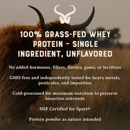 Grass Fed Whey Protein Powder, Unflavored, 2 lbs