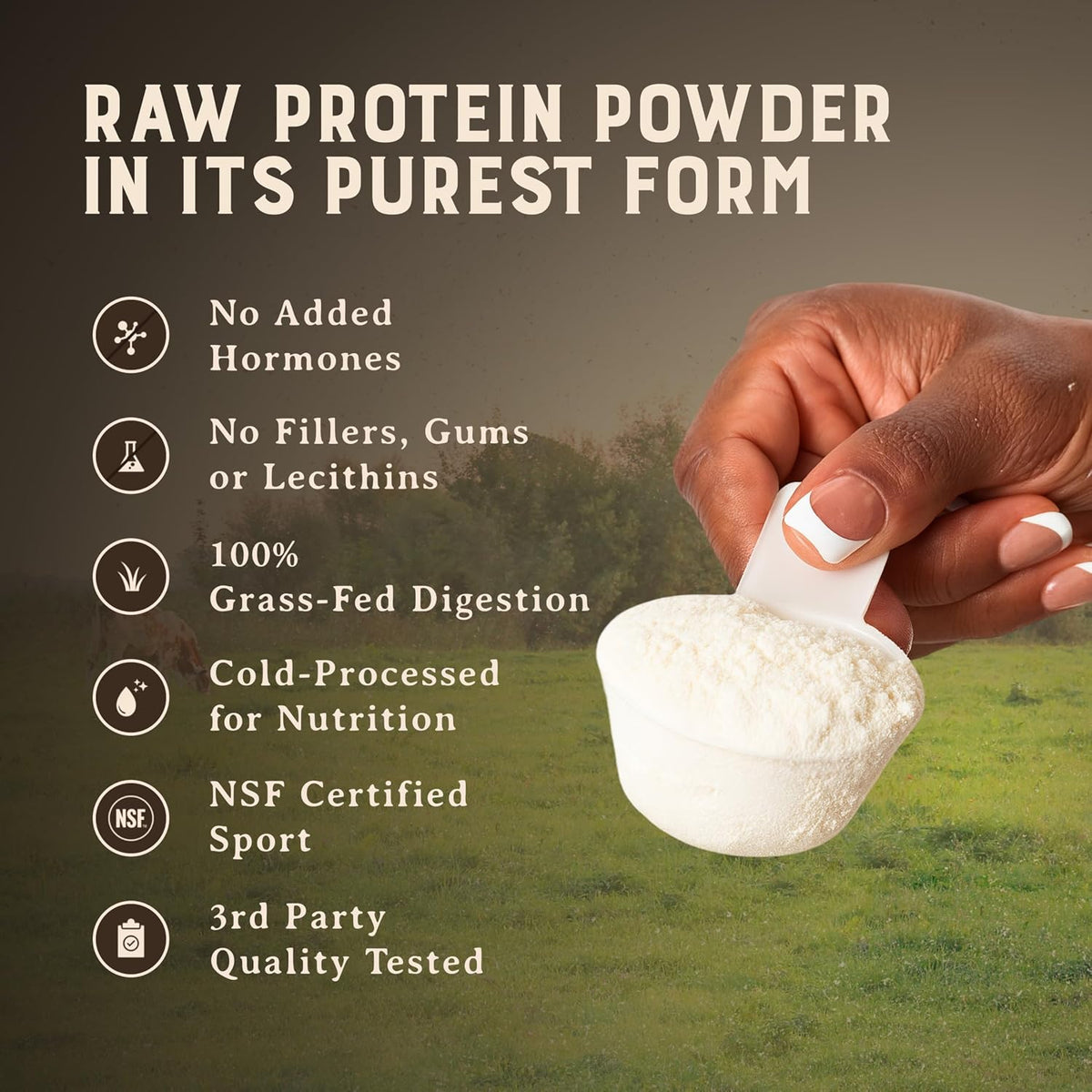 Grass Fed Whey Protein Powder, Unflavored, 2 lbs