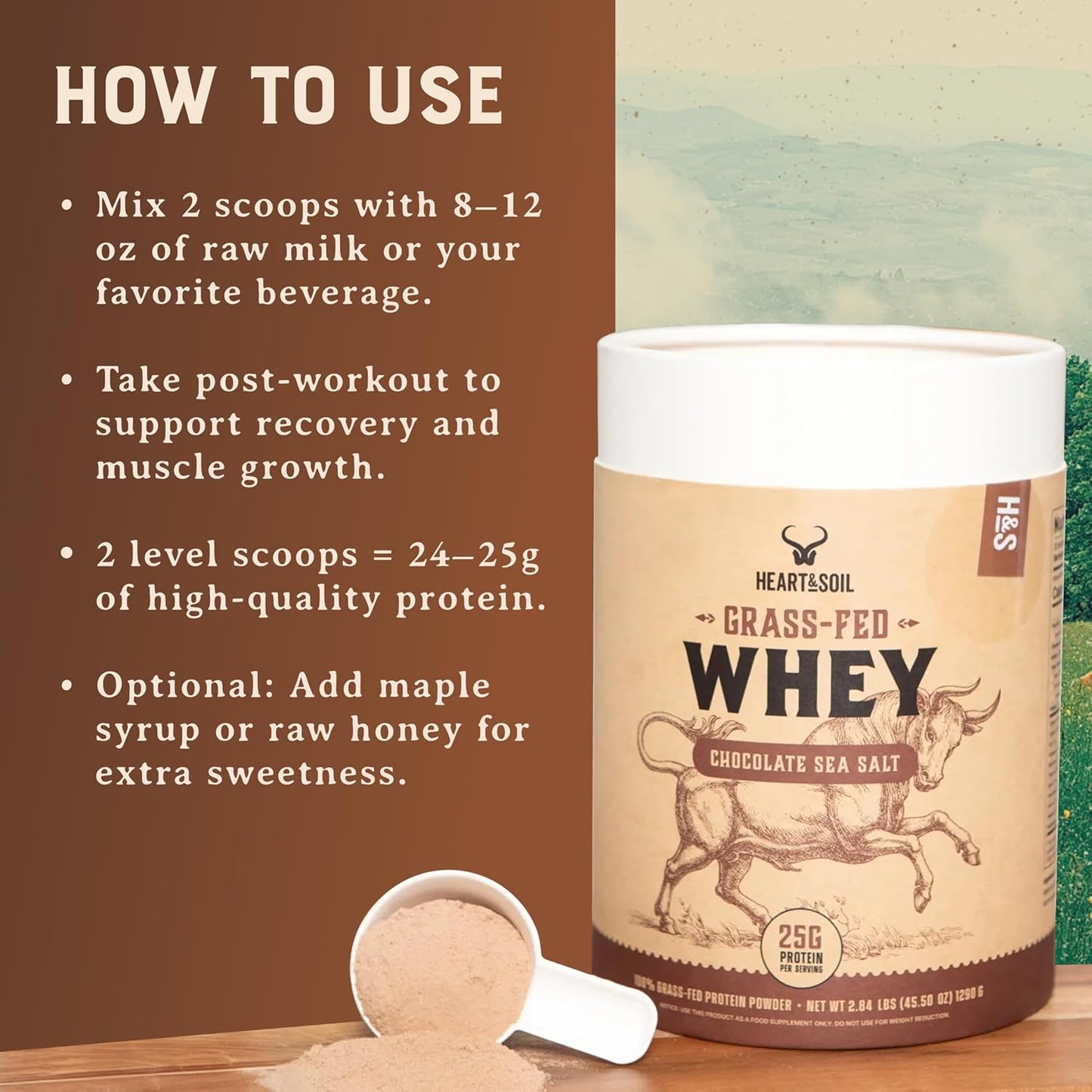 Grass Fed Whey Protein Powder, Unflavored, 2 lbs