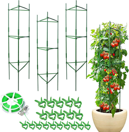 3 Pack Square Tomato Cage Heavy Duty Rust-Resistant Metal Tomato Trellis