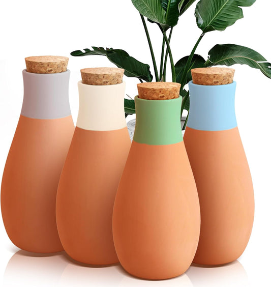 4PCS Terracotta Watering Spikes, Ollas Self Watering Globes