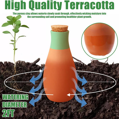 4PCS Terracotta Watering Spikes, Ollas Self Watering Globes
