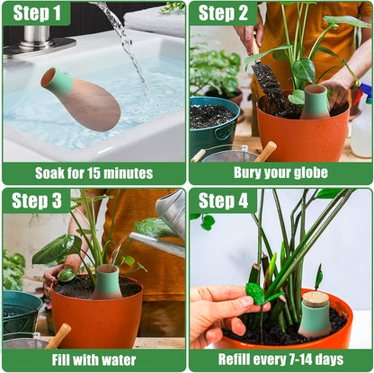 4PCS Terracotta Watering Spikes, Ollas Self Watering Globes