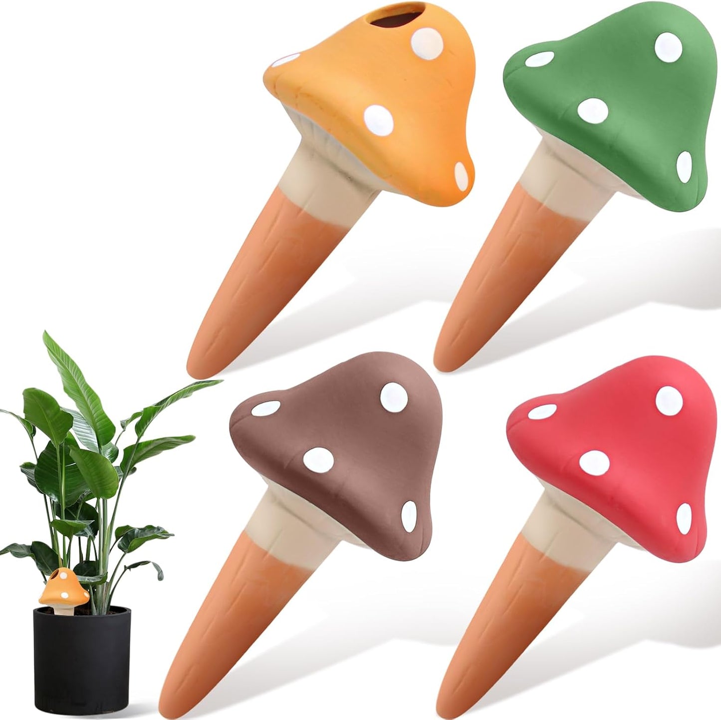4PCS Terracotta Watering Spikes, Ollas Self Watering Globes