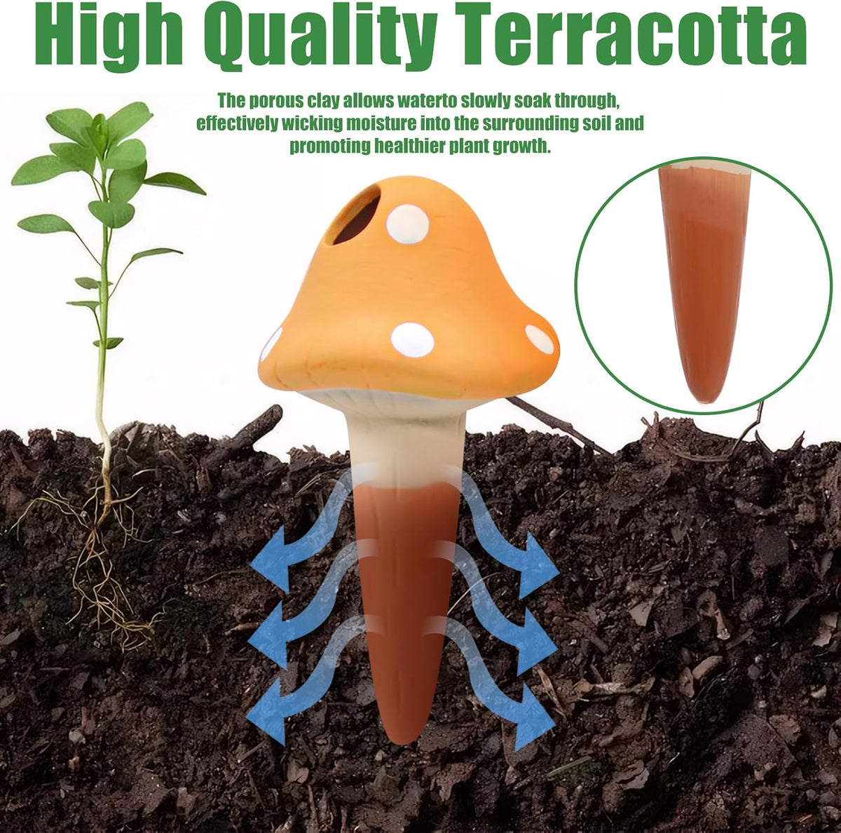 4PCS Terracotta Watering Spikes, Ollas Self Watering Globes