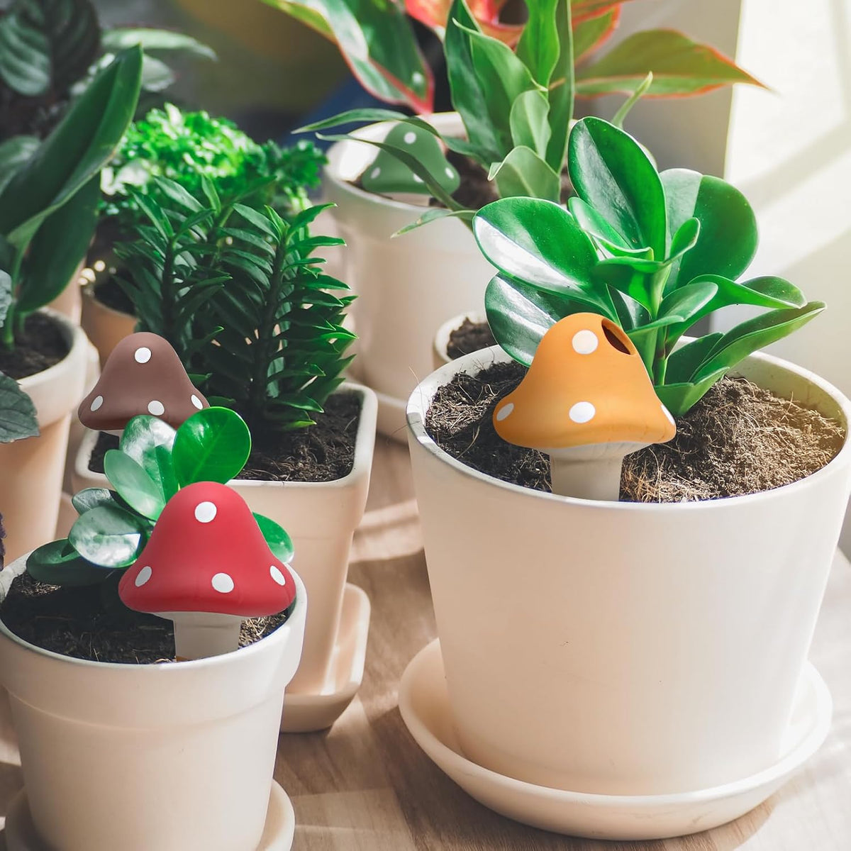 4PCS Terracotta Watering Spikes, Ollas Self Watering Globes