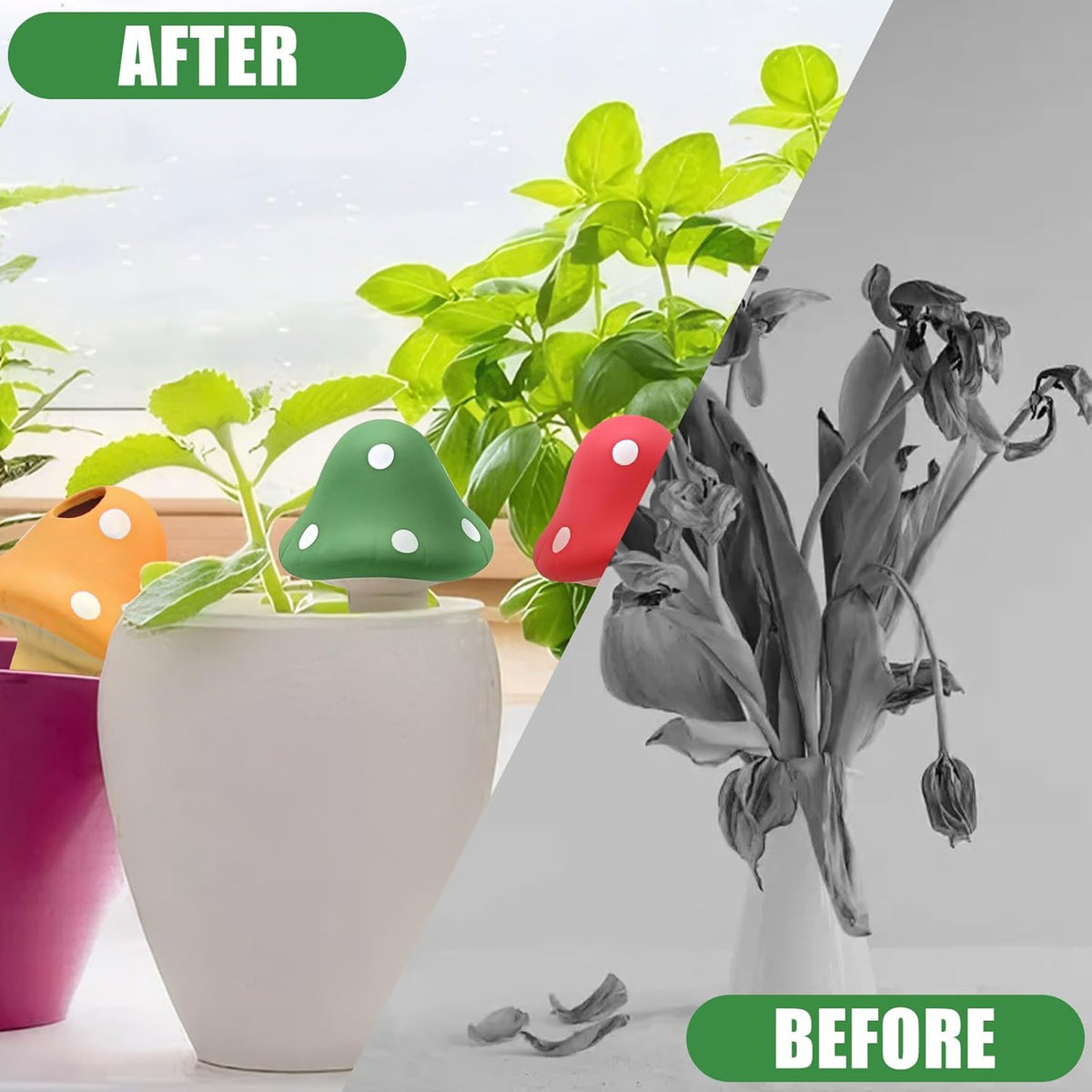 4PCS Terracotta Watering Spikes, Ollas Self Watering Globes