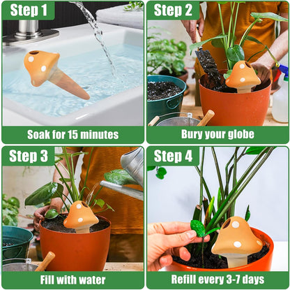 4PCS Terracotta Watering Spikes, Ollas Self Watering Globes