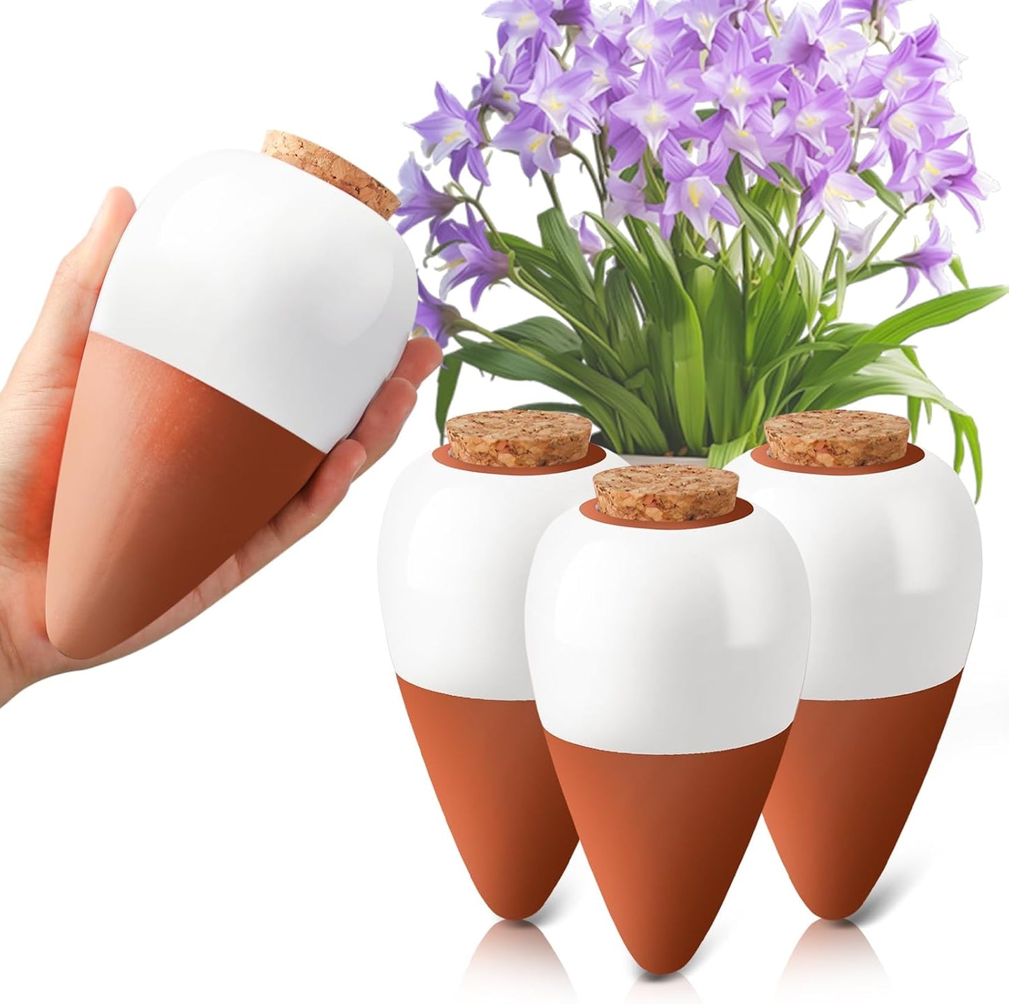 4PCS Terracotta Watering Spikes, Ollas Self Watering Globes