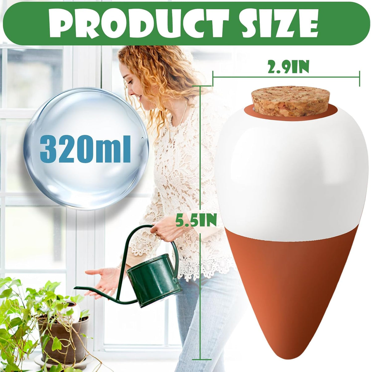 4PCS Terracotta Watering Spikes, Ollas Self Watering Globes
