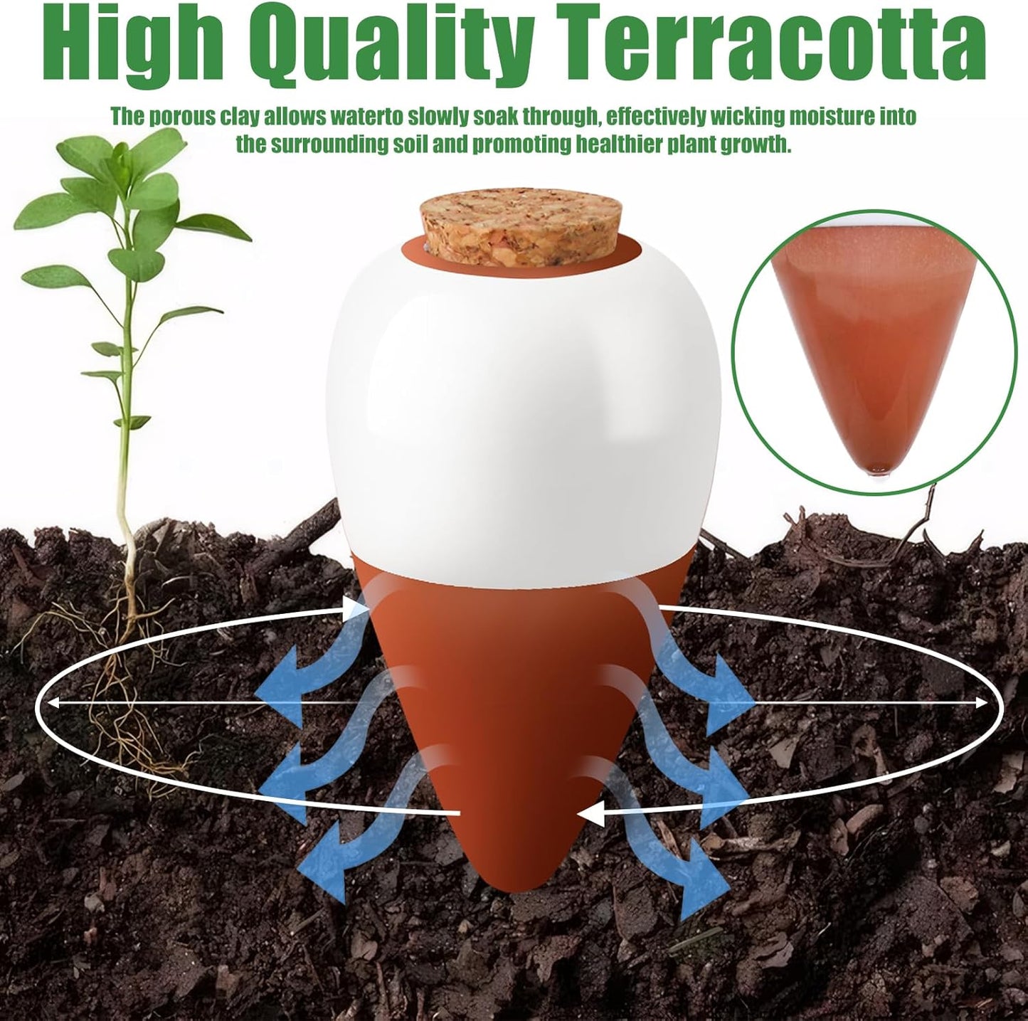 4PCS Terracotta Watering Spikes, Ollas Self Watering Globes