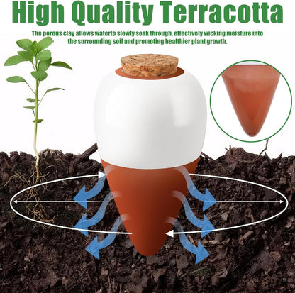 4PCS Terracotta Watering Spikes, Ollas Self Watering Globes