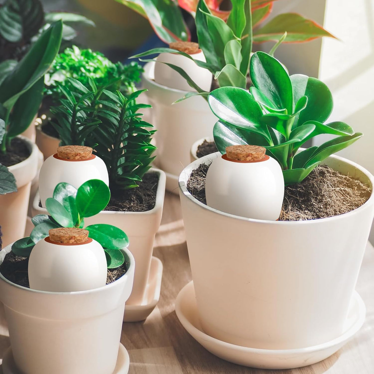 4PCS Terracotta Watering Spikes, Ollas Self Watering Globes