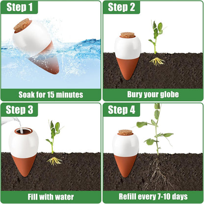 4PCS Terracotta Watering Spikes, Ollas Self Watering Globes