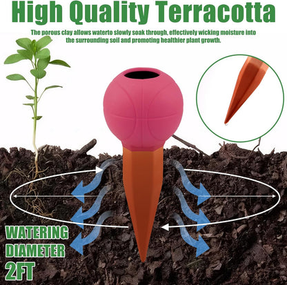 4PCS Terracotta Watering Spikes, Ollas Self Watering Globes
