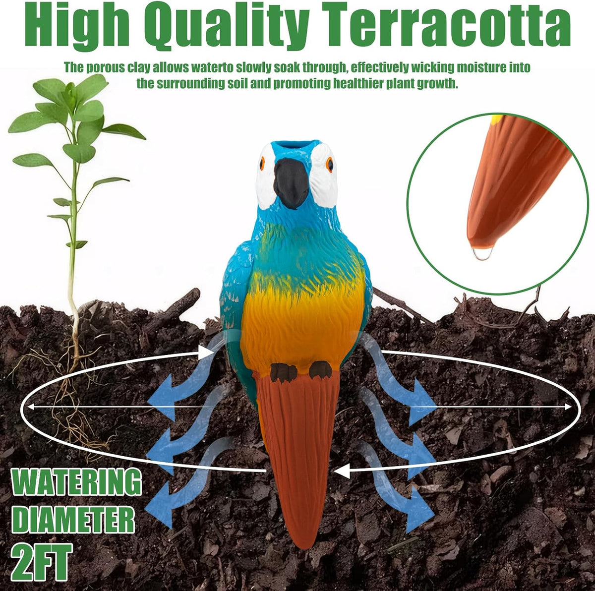 4PCS Terracotta Watering Spikes, Ollas Self Watering Globes