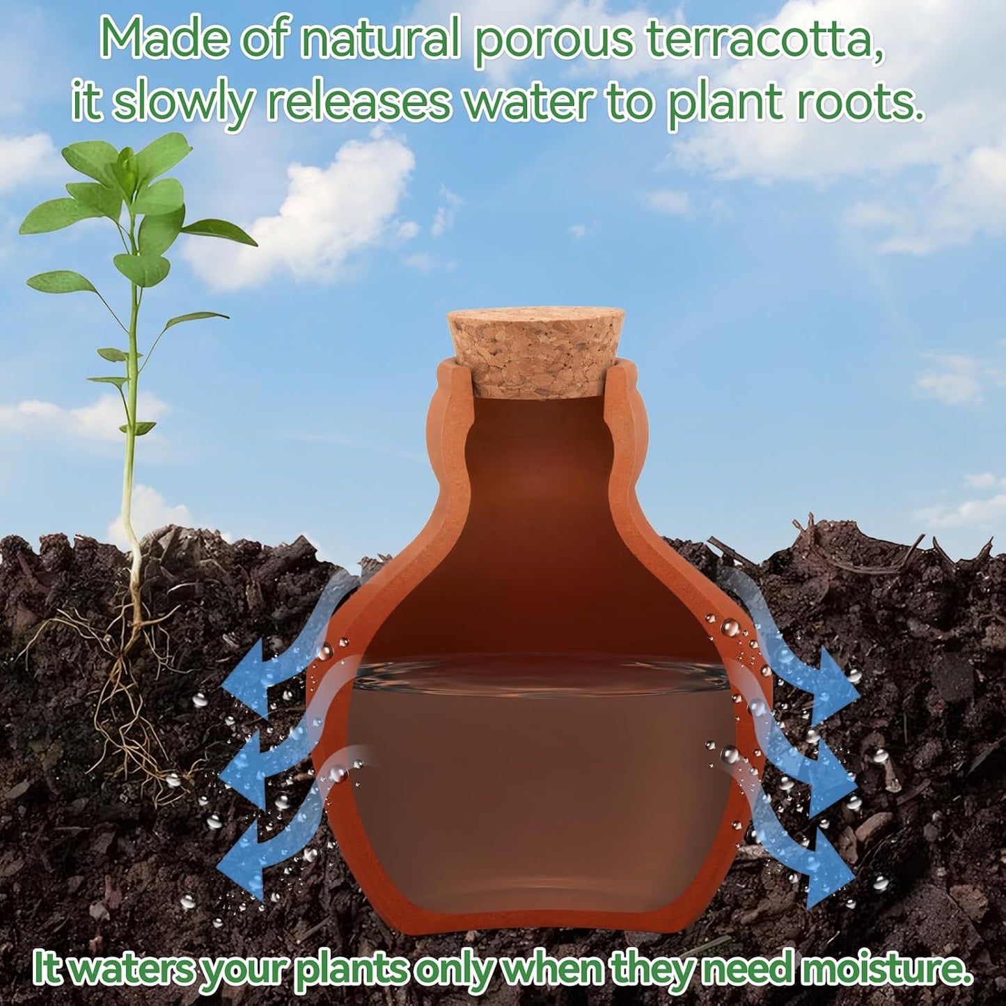 4PCS Terracotta Watering Spikes, Ollas Self Watering Globes