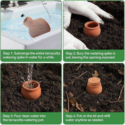 4PCS Terracotta Watering Spikes, Ollas Self Watering Globes
