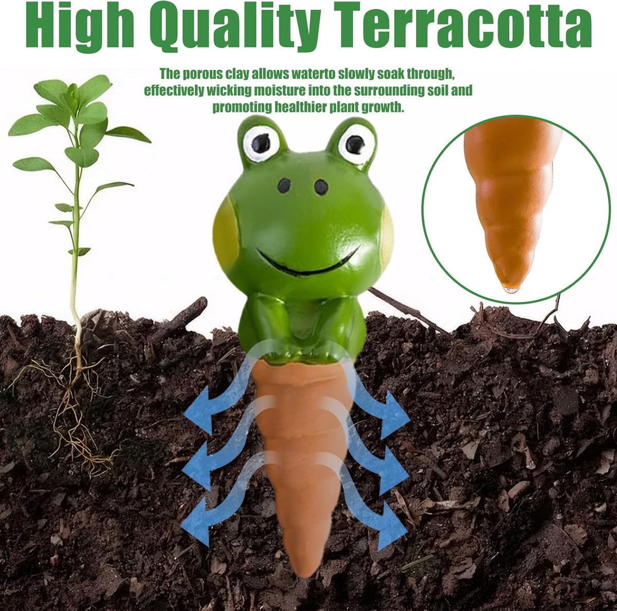 4PCS Terracotta Watering Spikes, Ollas Self Watering Globes