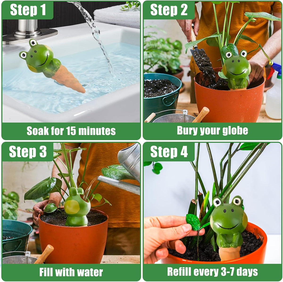 4PCS Terracotta Watering Spikes, Ollas Self Watering Globes