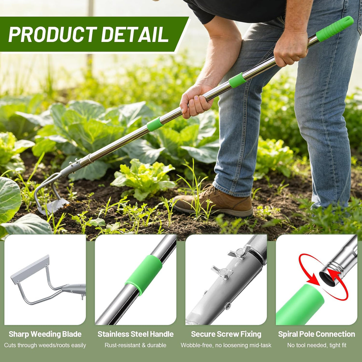 65" Heavy Duty Hand Weeder Puller Tool with Long Handle