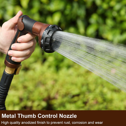Thumb Control Garden Hose Nozzle Heavy Duty Metal, 8 Spray Patterns