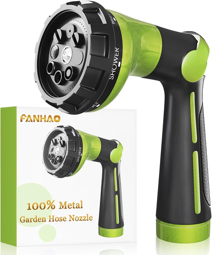Thumb Control Garden Hose Nozzle Heavy Duty Metal, 8 Spray Patterns
