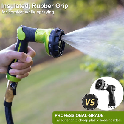 Thumb Control Garden Hose Nozzle Heavy Duty Metal, 8 Spray Patterns