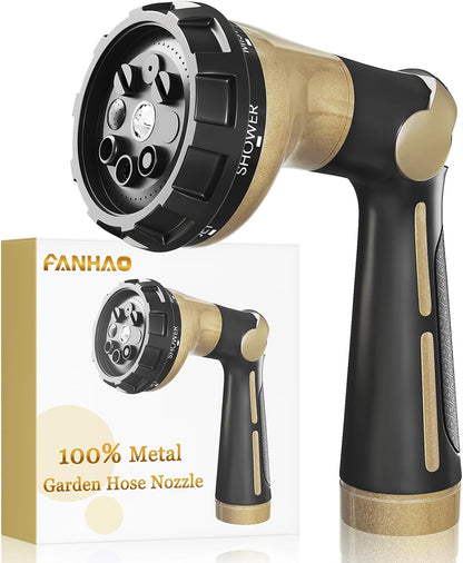 Thumb Control Garden Hose Nozzle Heavy Duty Metal, 8 Spray Patterns