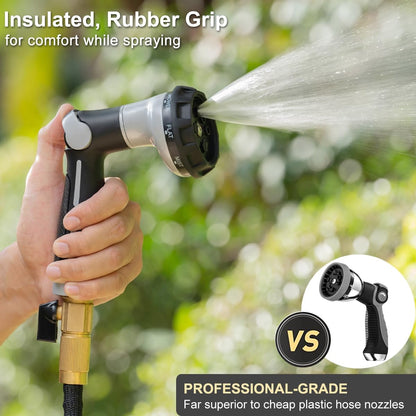 Thumb Control Garden Hose Nozzle Heavy Duty Metal, 8 Spray Patterns