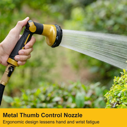 Thumb Control Garden Hose Nozzle Heavy Duty Metal, 8 Spray Patterns
