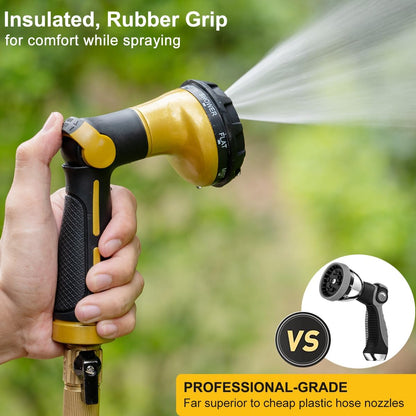 Thumb Control Garden Hose Nozzle Heavy Duty Metal, 8 Spray Patterns