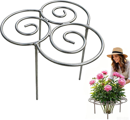 Peony Cages and Supports, Metal Plant Support Ring for Garden, Grow Through Plant Support Cage for Peonies Dahlias Hydrangeas Tomatoes, Stackable Flower Support Rings for Outdoor Plants (L)