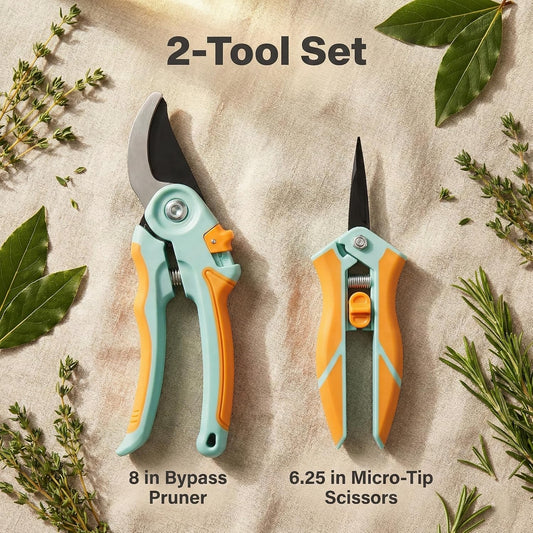 Pruning Shears 2-Pack, Bypass 8" & 6.25", SK5 Steel Garden Shears