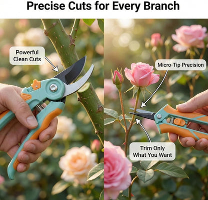 Pruning Shears 2-Pack, Bypass 8" & 6.25", SK5 Steel Garden Shears