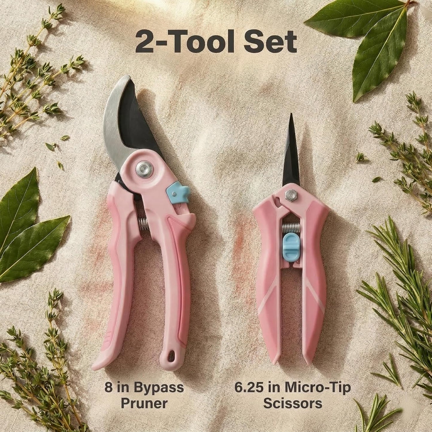 Pruning Shears 2-Pack, Bypass 8" & 6.25", SK5 Steel Garden Shears