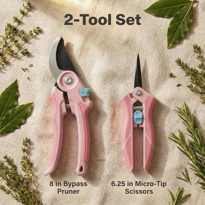 Pruning Shears 2-Pack, Bypass 8" & 6.25", SK5 Steel Garden Shears