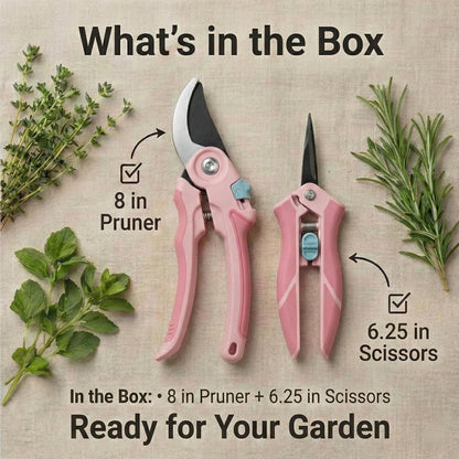 Pruning Shears 2-Pack, Bypass 8" & 6.25", SK5 Steel Garden Shears