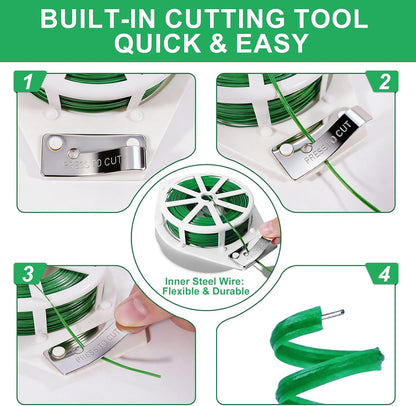2 Pack Twist Ties, 525 Feet Rustproof Flexible Garden Plant Tie with Cutter