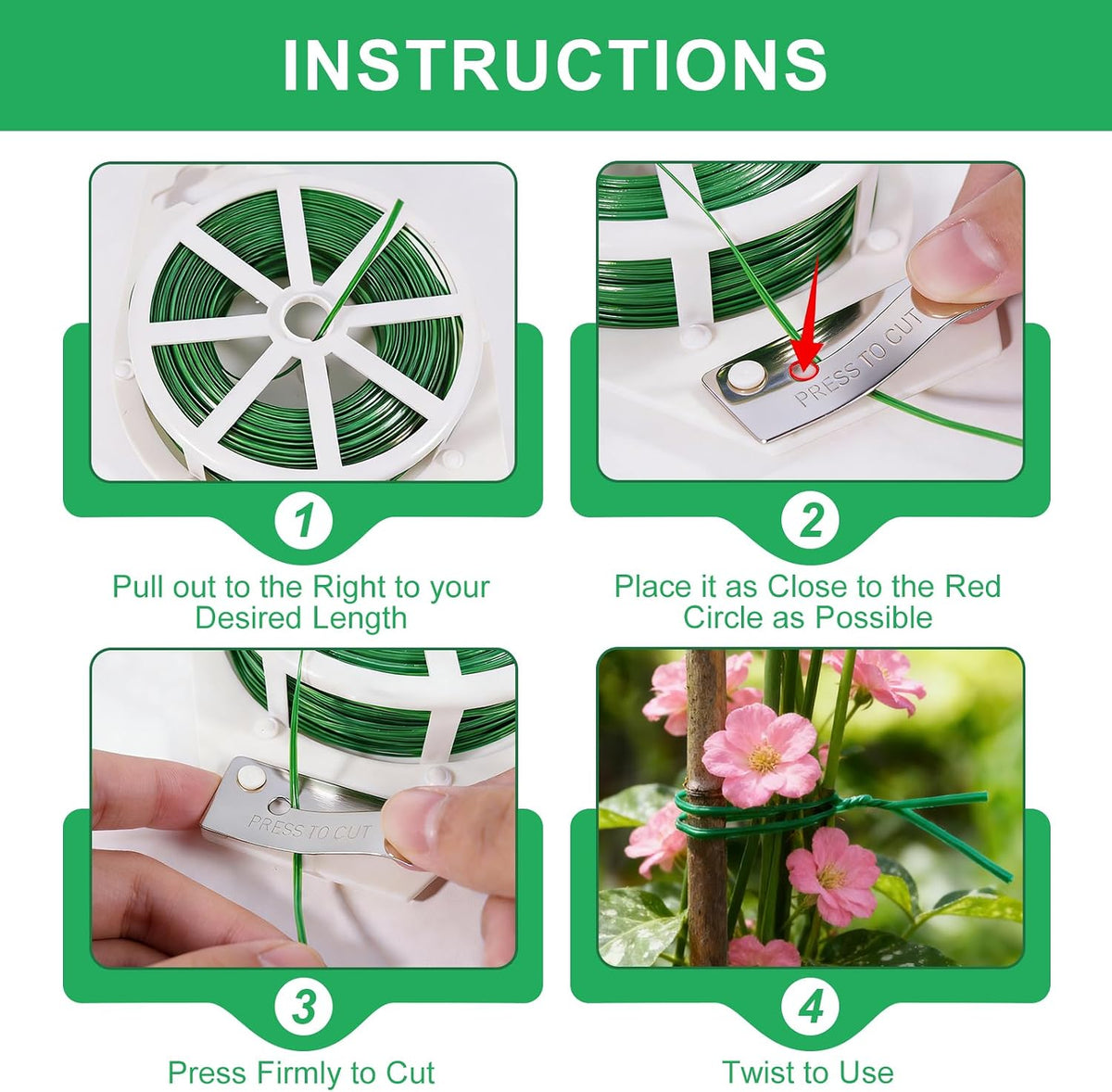 2 Pack Twist Ties, 525 Feet Rustproof Flexible Garden Plant Tie with Cutter